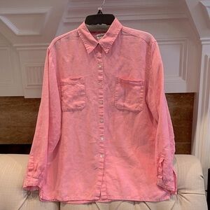 X: Chico’s Design Pink 100% Linen Button Up Shirt
